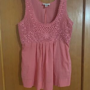 LOFT Coral Crochet Lace Blouse